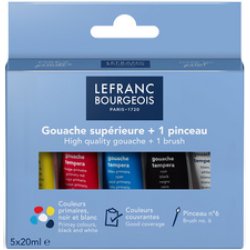 LEFRANC BOURGEOIS Gouache, étui carton de 5 tubes de 20 ml