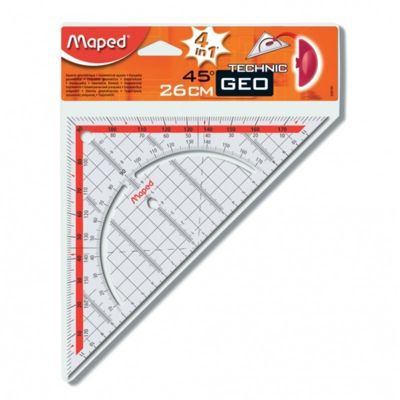 Maped Equerre Géo Technic, hypoténuse: 260 mm, en plastique