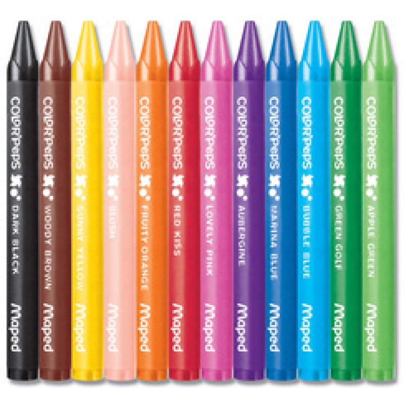 Maped Crayon de cire COLOR'PEPS WAX, étui en carton de 18