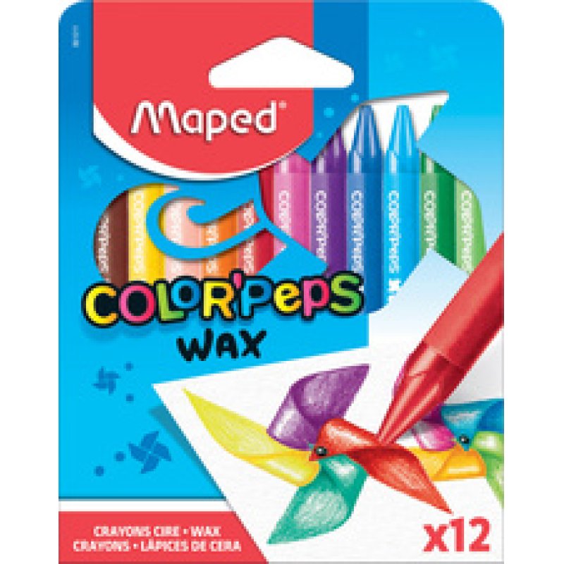 Maped Crayon de cire COLOR'PEPS WAX, étui en carton de 18
