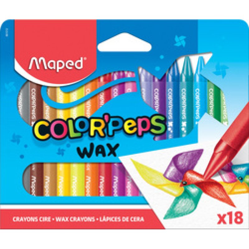 Maped Crayon de cire COLOR'PEPS WAX, étui en carton de 18