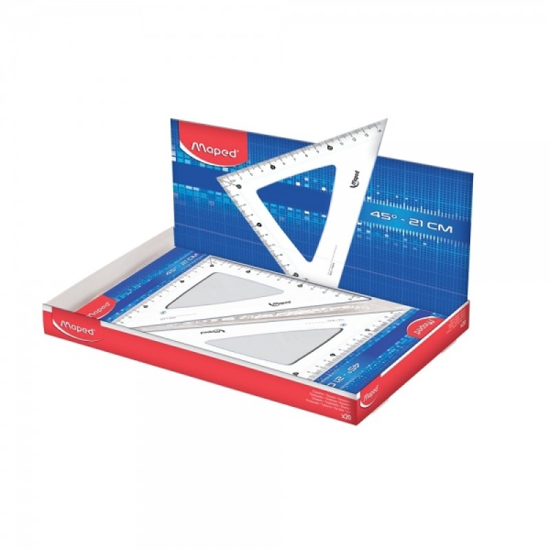 Maped Equerre Cristal 45 degrés, hypoténuse : 210 mm,