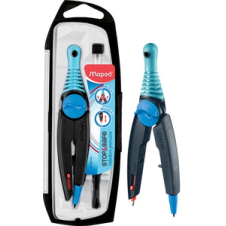 Maped Boîte de compas Stop & Safe avec bague d'adaptation,