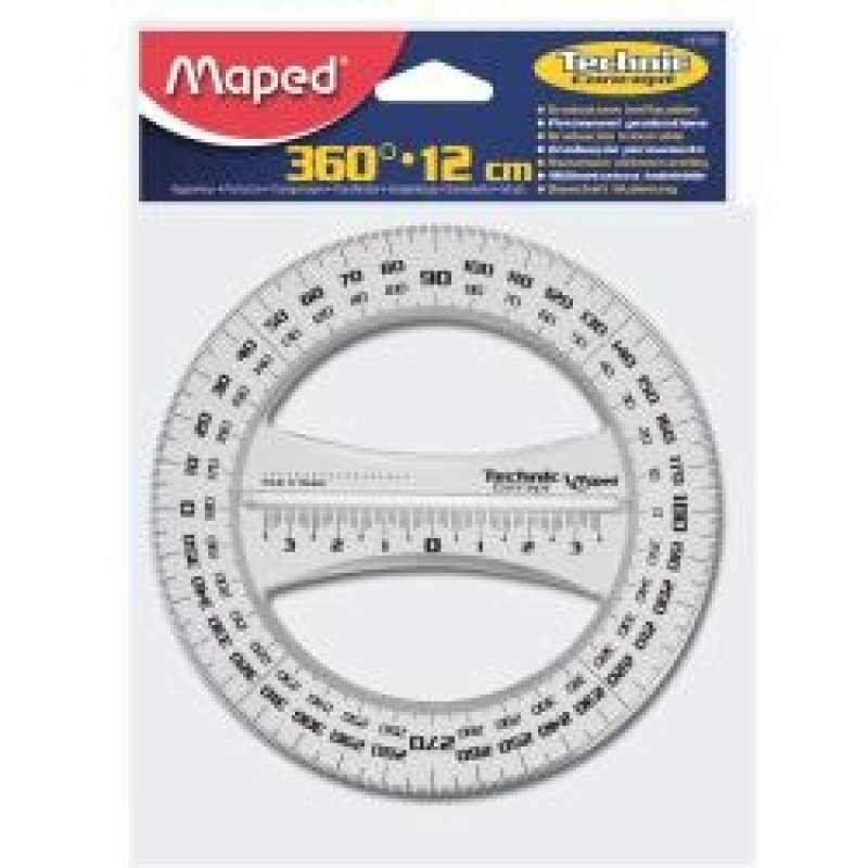 Maped Rapporteur Geometric 360 deg, 120 mm, en plastique