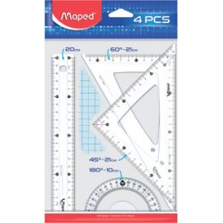 Maped Kit de géométrie Medium Start 242, 4 pièces,tranparent