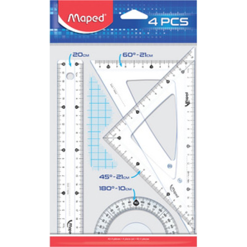 Maped Kit de géométrie Medium Start 242, 4 pièces,tranparent