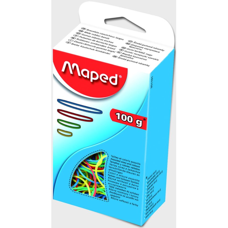 Maped Bracelets caoutchouc en carton, 100 g, assorti