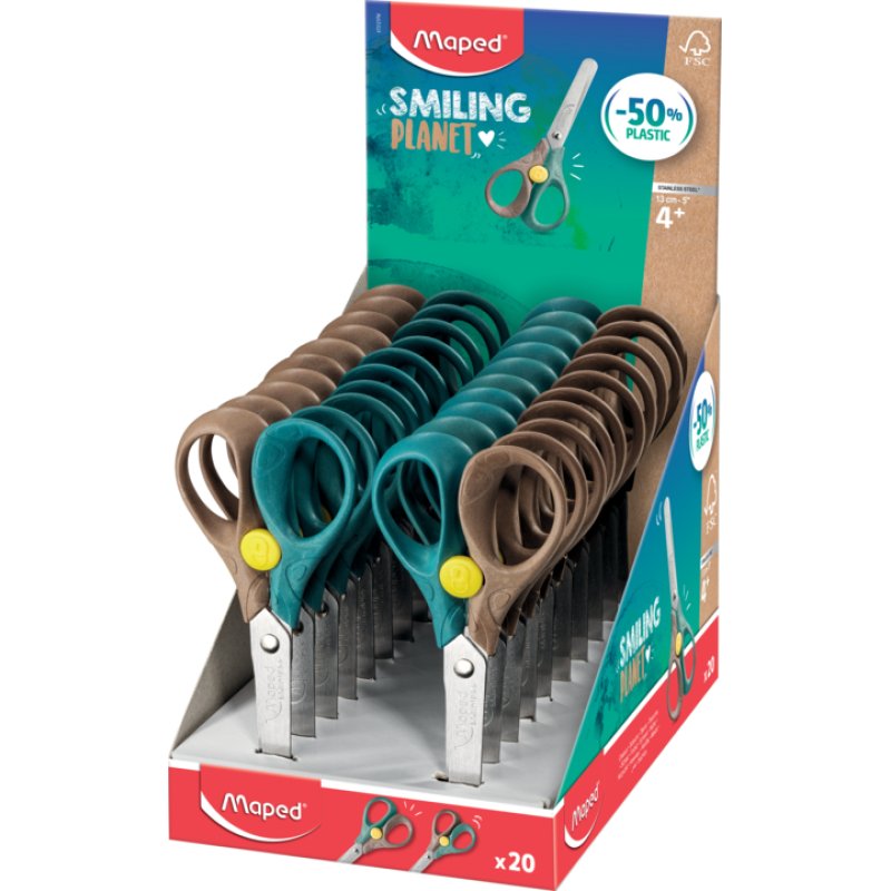 Maped Ciseaux SECURITY SMILING PLANET, ronds, 130 mm