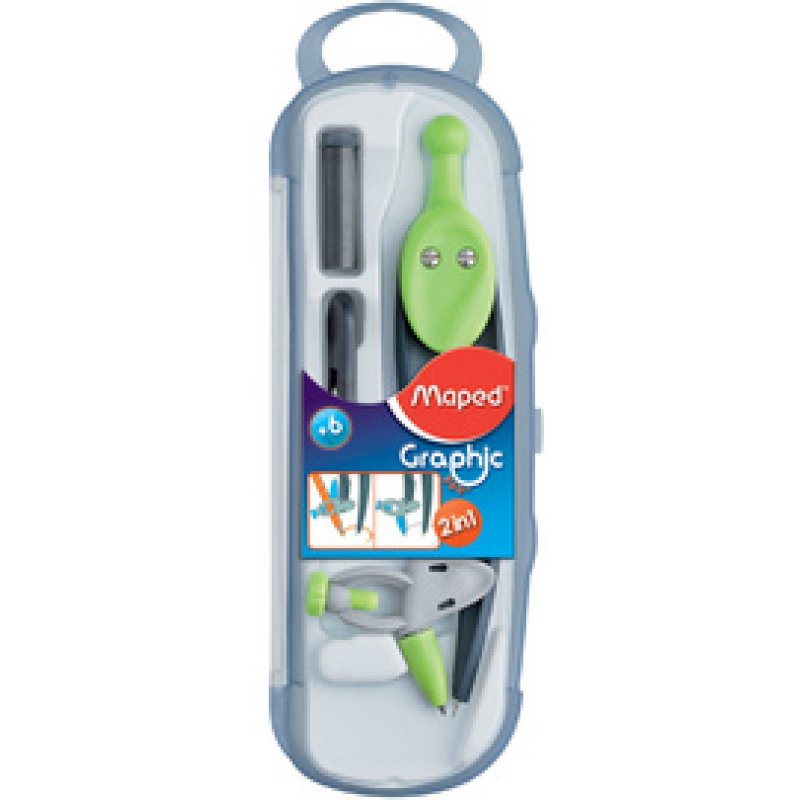 Maped Boîte de compas Graphic 360 degrés, avec anneau