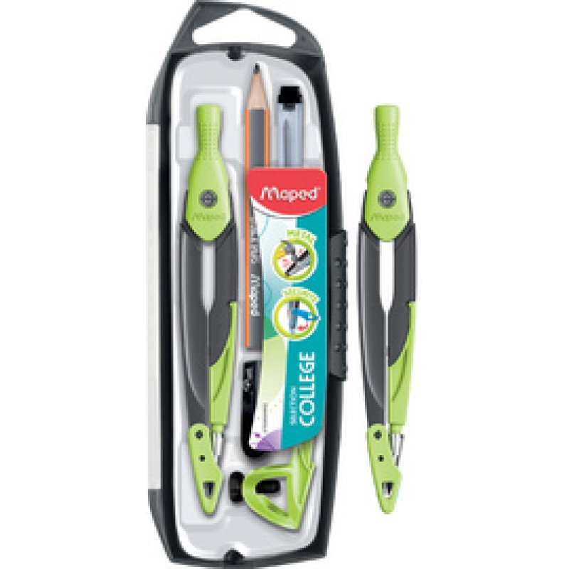 Maped Boîte de compas Metal Open, 5 pièces, couleurs