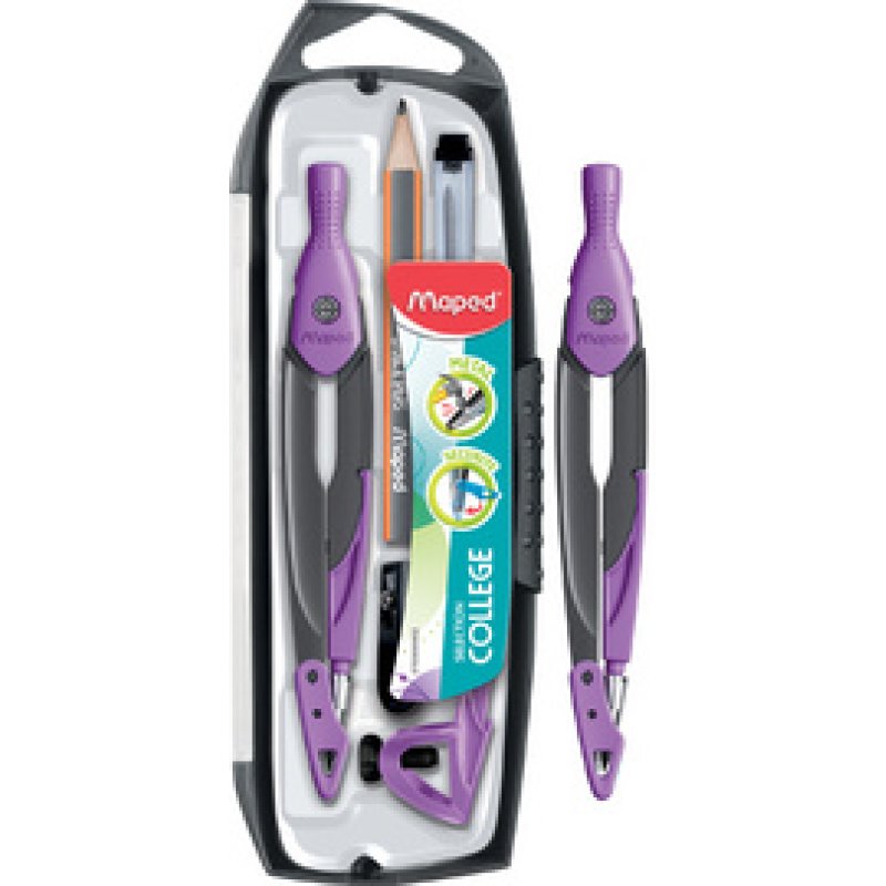 Maped Boîte de compas Metal Open, 5 pièces, couleurs