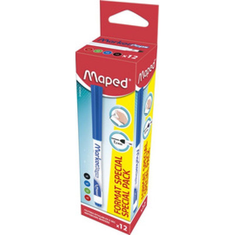 Maped Feutre à tableau blanc Marker'Peps, pack promo de 12