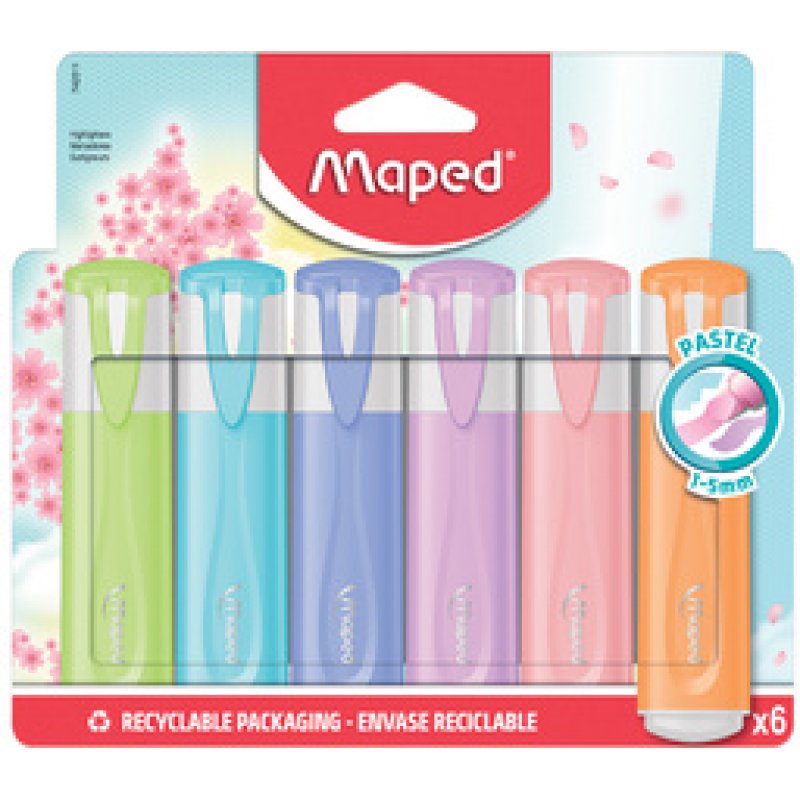 Maped Surligneur FLUO'PEPS PASTEL, blister de 6