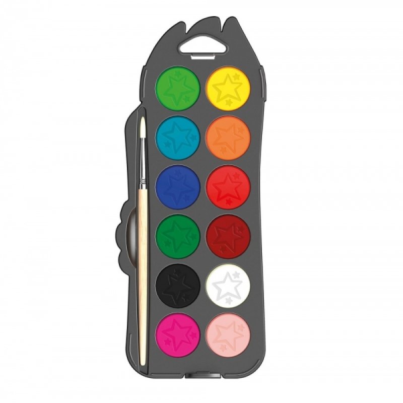 Maped 811520 peinture à l'eau Noir, Bleu, Cyan, Vert, Orange, Rose, Rouge, Blanc, Jaune Palette 12 pièce(s)