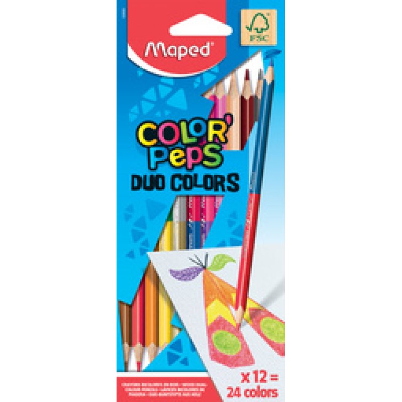 Maped CRAYONS BICOLORES COLOR'PEPS X18 BTE CARTON