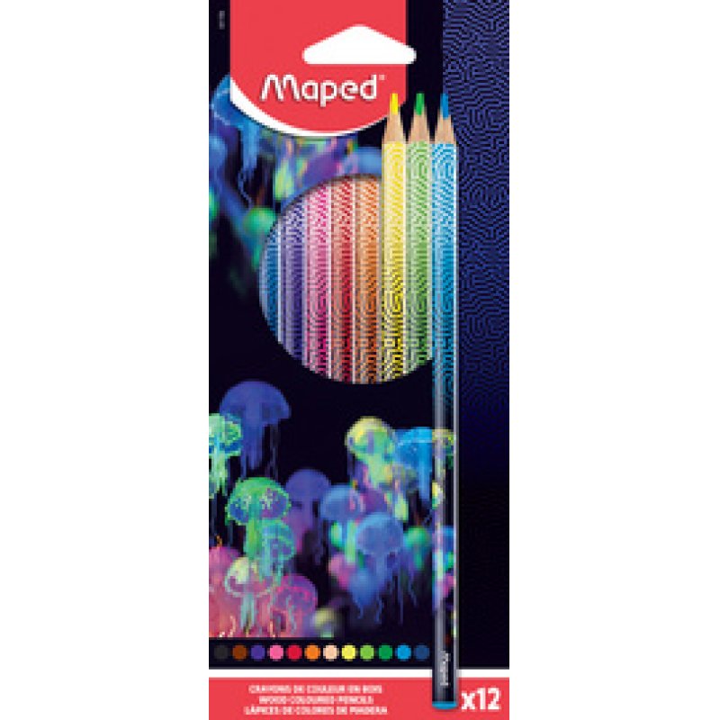 Maped Crayon de couleur DEEPSEA PARADISE, étui carton de 18