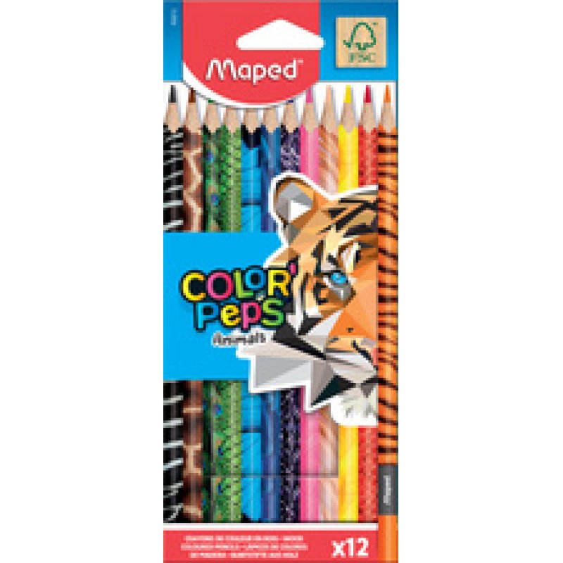 Maped CRAYONS ANIMALS COLOR'PEPS FSC 100% X12 BTE CARTON