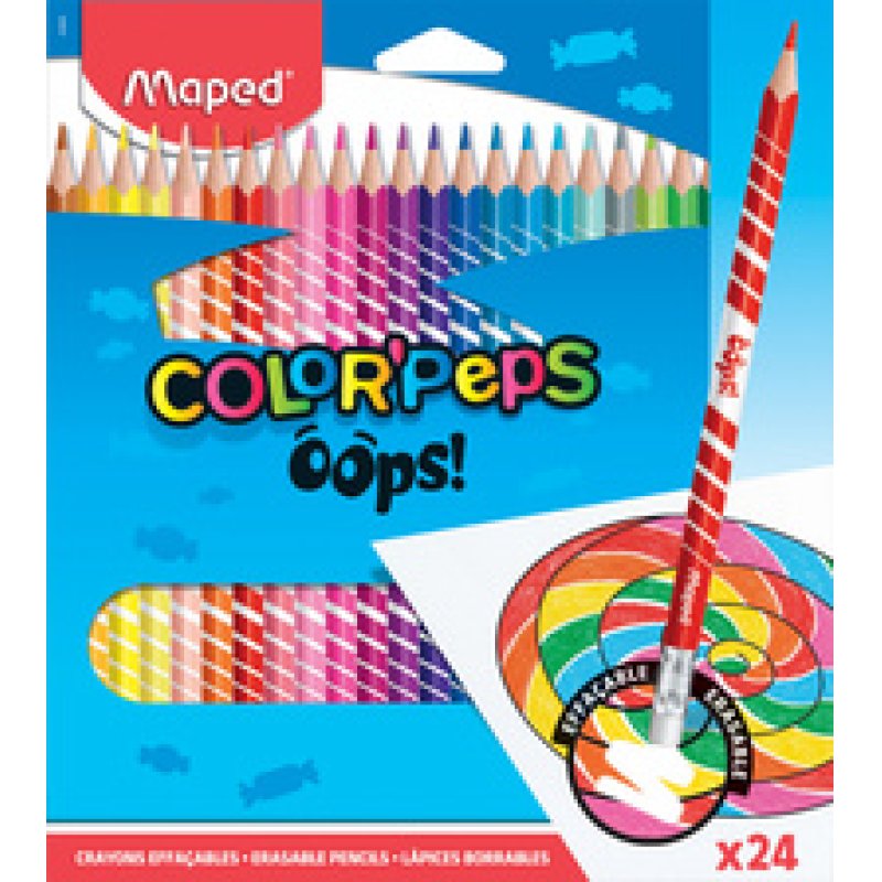 Maped Crayons de couleur COLOR'PEPS, effaçable, étui de 12