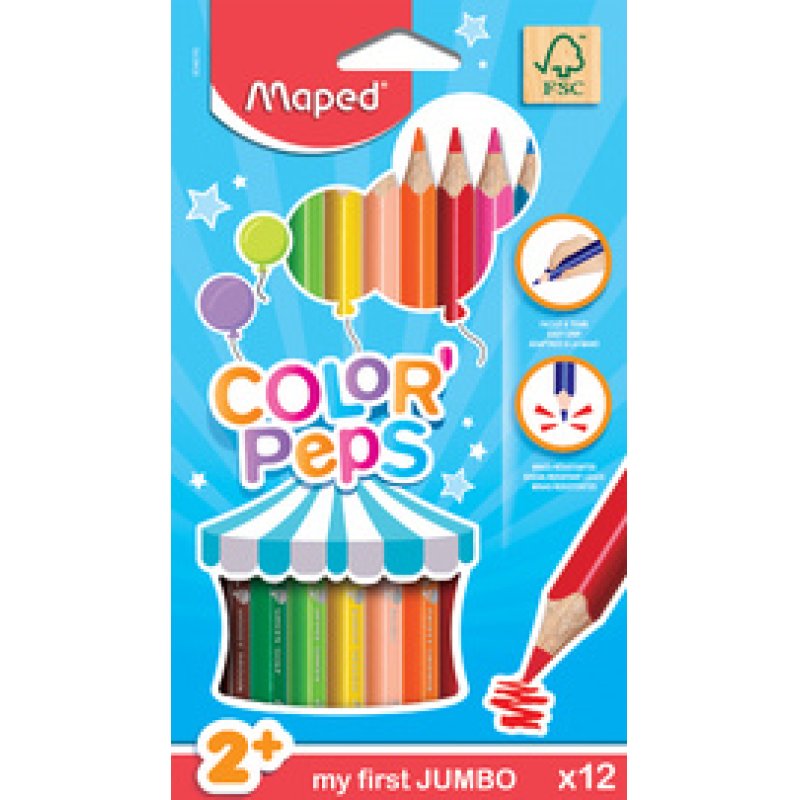 Maped my first Crayons de couleur COLOR'PEPS JUMBO, étui 18