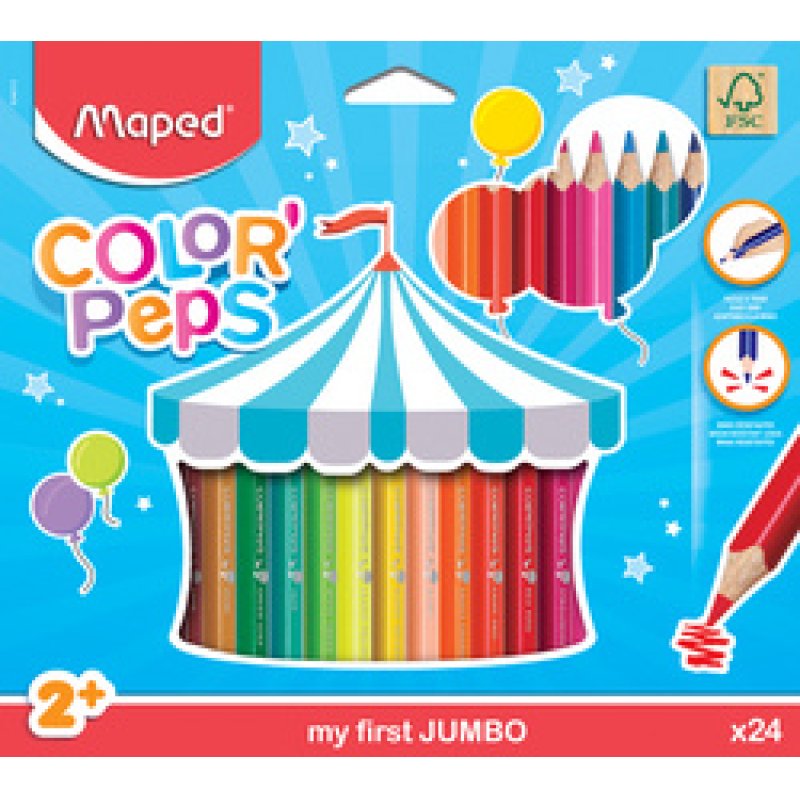 Maped my first Crayons de couleur COLOR'PEPS JUMBO, étui 18