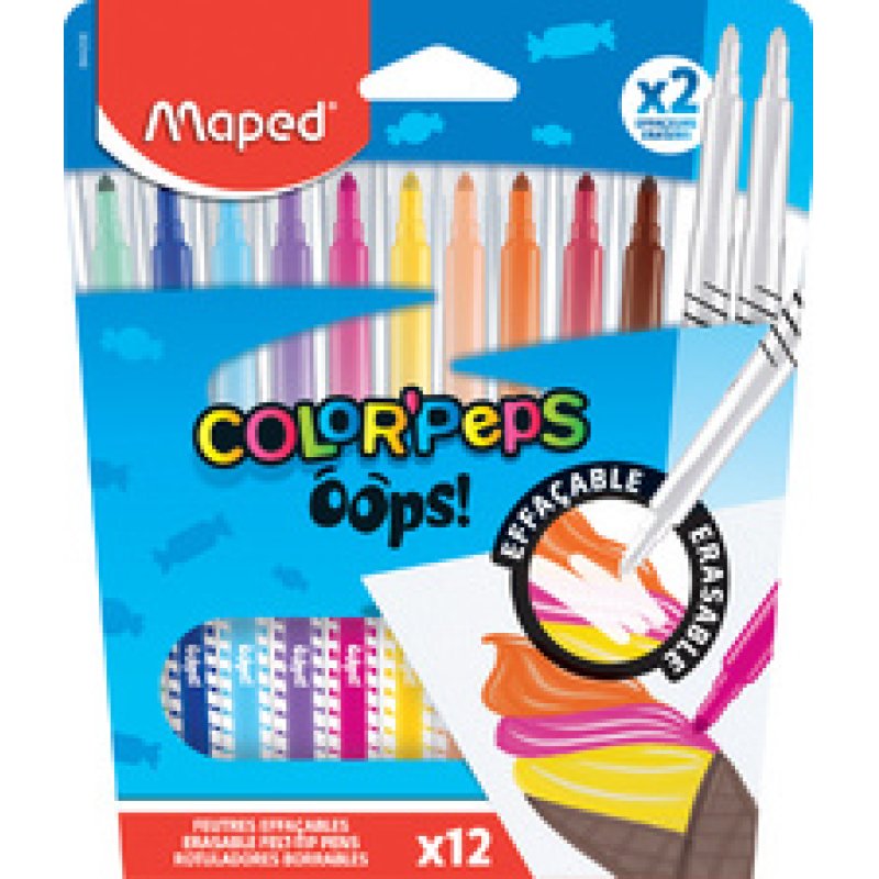 Maped Feutre effaçable COLOR'PEPS OOPS, étui carton de 12