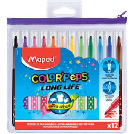 Maped Feutre COLOR'PEPS Long Life, en étui de 12 à zip