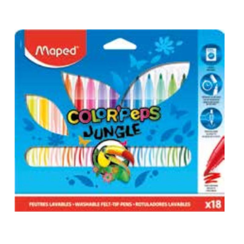 Maped Feutre COLOR'PEPS Jungle, étui en carton de 18