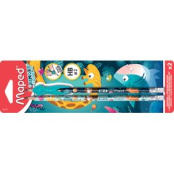 Maped Crayon de papier JUNGLE fever avec gomme, blister de 2
