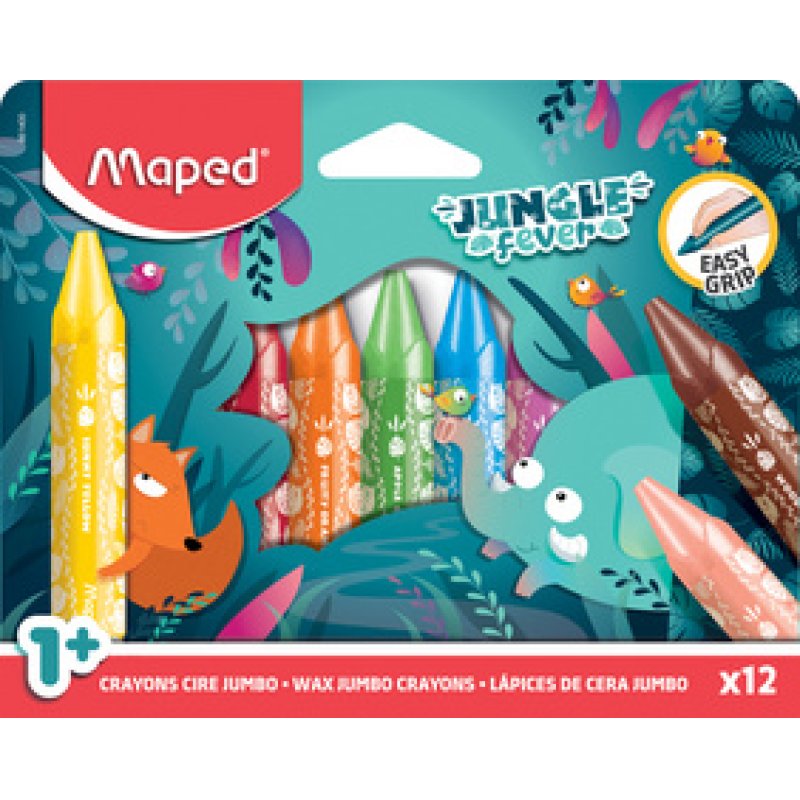 Maped Crayon cire JUNGLE fever JUMBO, étui en carton de 12