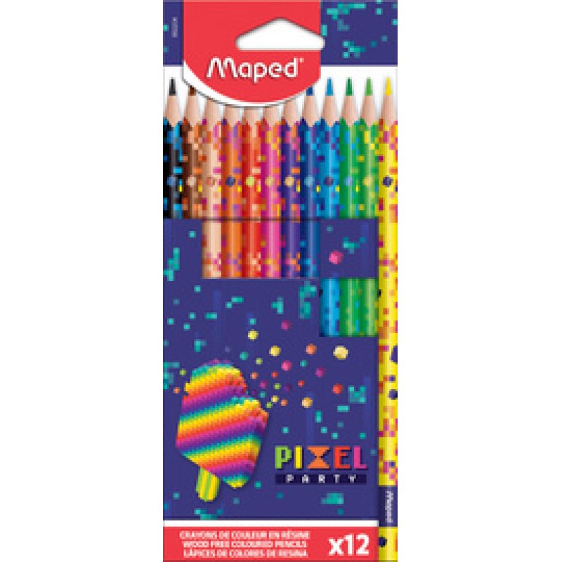 Maped Crayon de couleur PIXEL PARTY, étui carton de 24