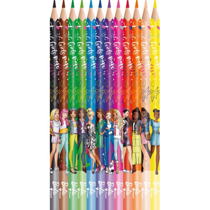 Maped Crayon de couleur Barbie, étui en carton de 12