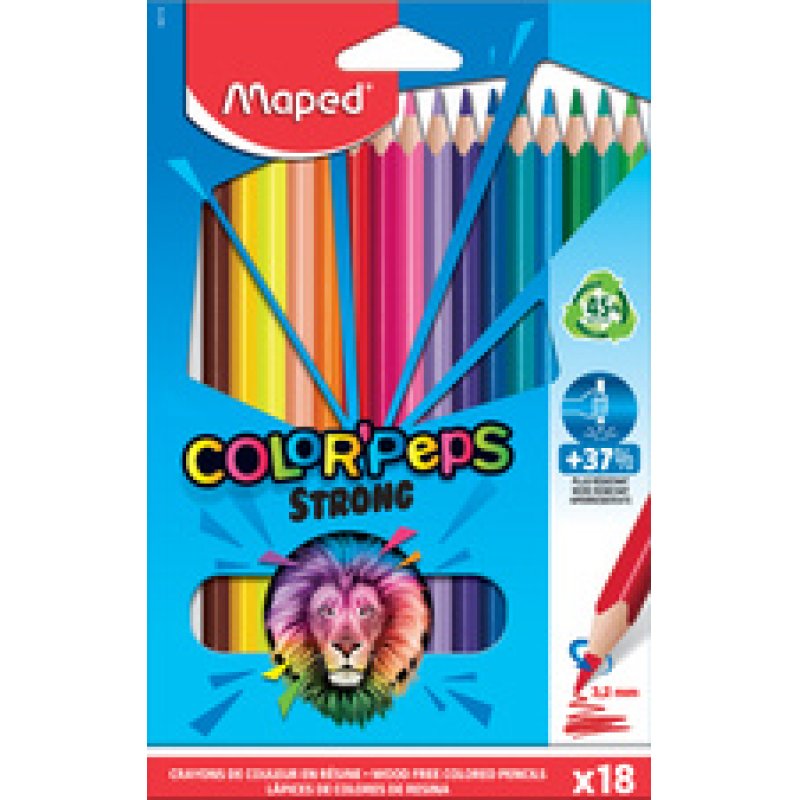 Maped Crayon de couleur COLOR'PEPS STRONG, étui carton de 18