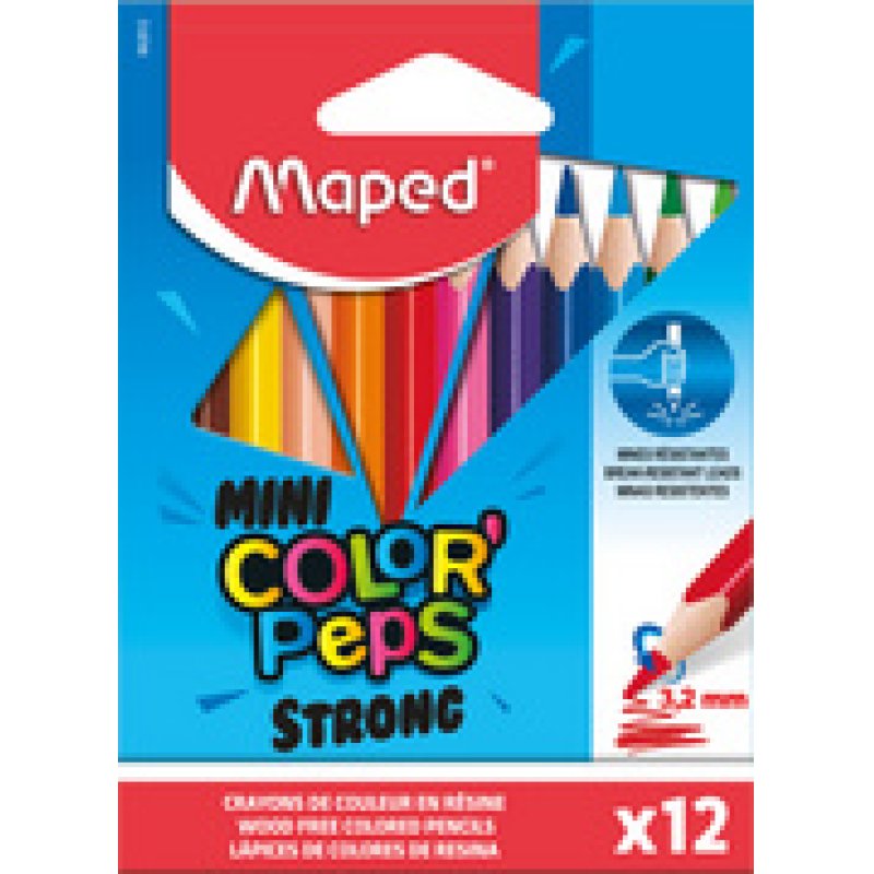 Maped Crayon de couleur COLOR'PEPS STRONG MINI, étui de 12