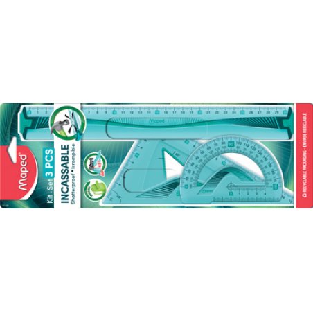 Maped Kit de géométrie Flex, incassable, 3 pièces