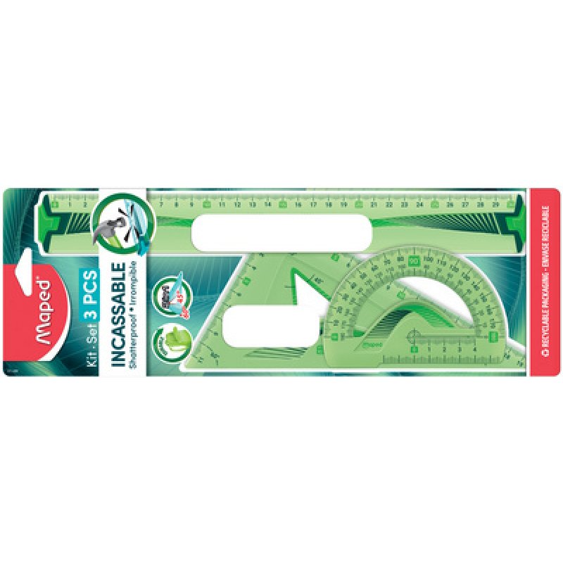 Maped Kit de géométrie Flex, incassable, 3 pièces