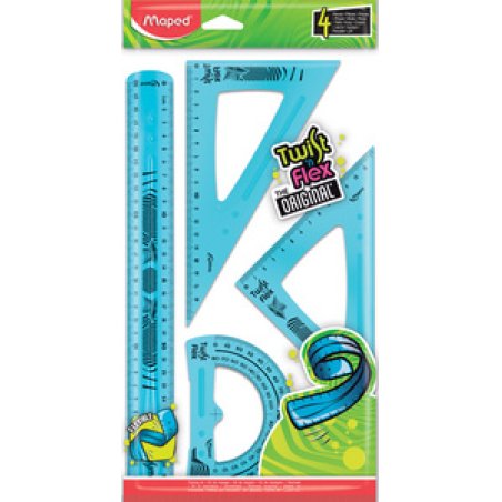 Maped Kit de géometrie Twist'n Flex, 4 pièces, assorti