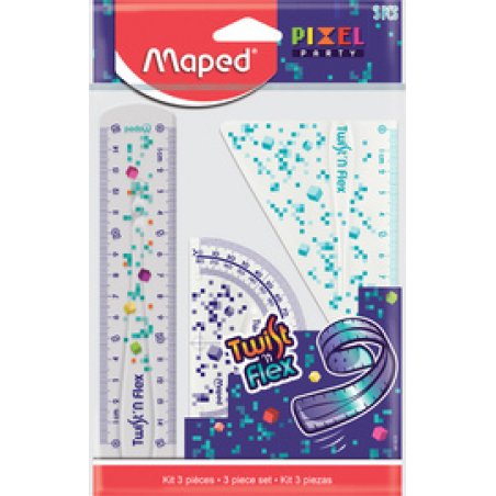 Maped Kit de géometrie Twist'n Flex PIXEL PARTY, 3 pièces