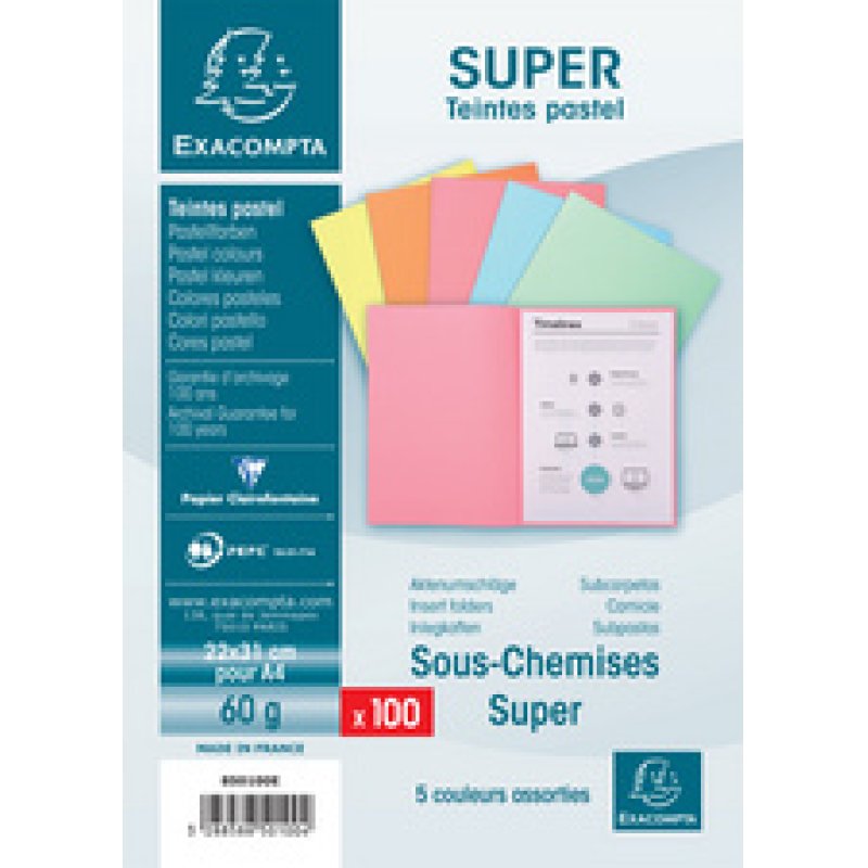 EXACOMPTA Sous-chemises SUPER 60, A4, 60 g/m2, vert clair