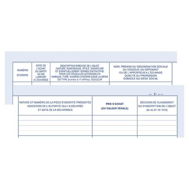 ELVE 1413 livre d'administration Bleu 104 feuilles