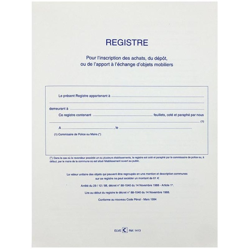 ELVE 1413 administration book Blue 104 sheets