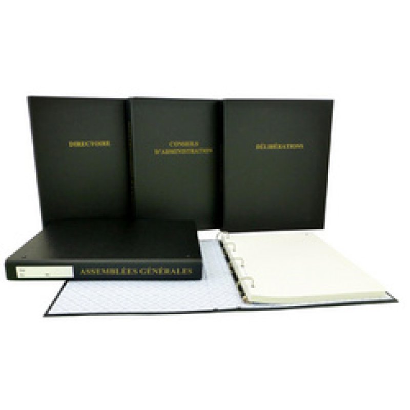 ELVE Classeur "Assemblée générale", 4 anneaux, en PVC noir