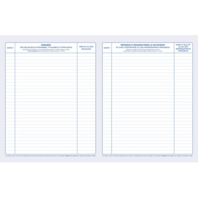 ELVE Registre "Délégués du personnel", 40 pages, 320 x 240mm