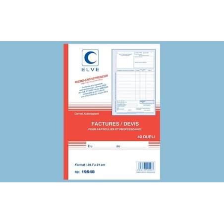 ELVE Manifold "Facturier: auto-entrepreneurs", 40 feuillets