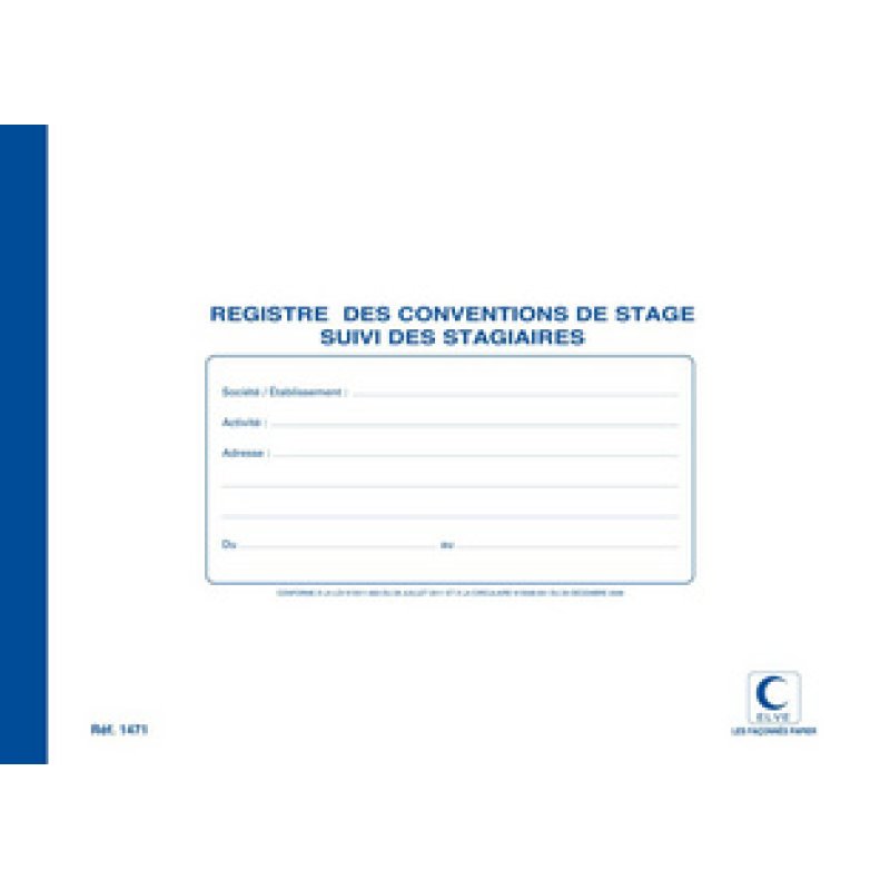 ELVE Registre "Conventions de stage Suivi des stagiaires"