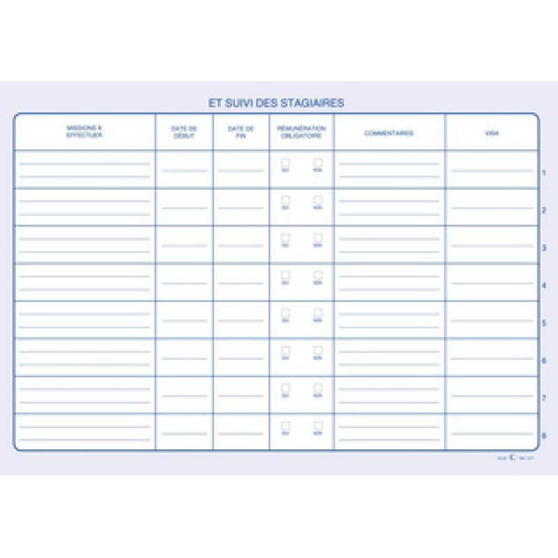 ELVE Registre "Conventions de stage Suivi des stagiaires"