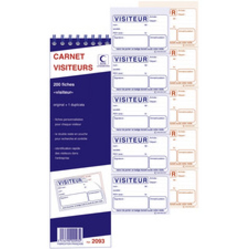 ELVE Bloc spiralé "Carnet Visiteurs", 200 fiches, dupli