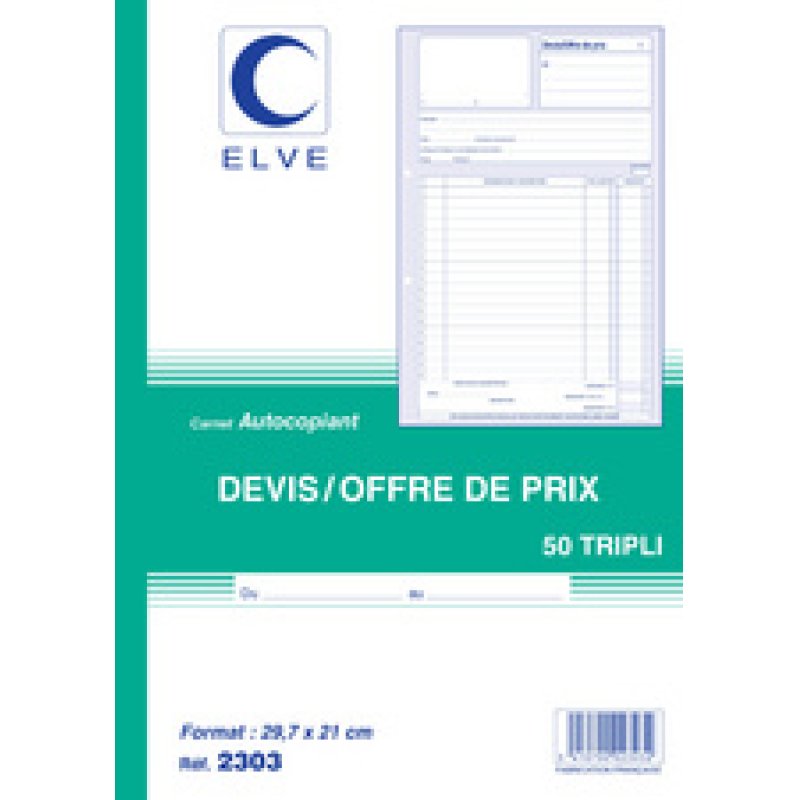 ELVE Manifold "Devis - Offre de prix", 297 x 210 mm, dupli