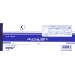 ELVE Carnet à souche "Billets à ordre", 102 x 270 mm
