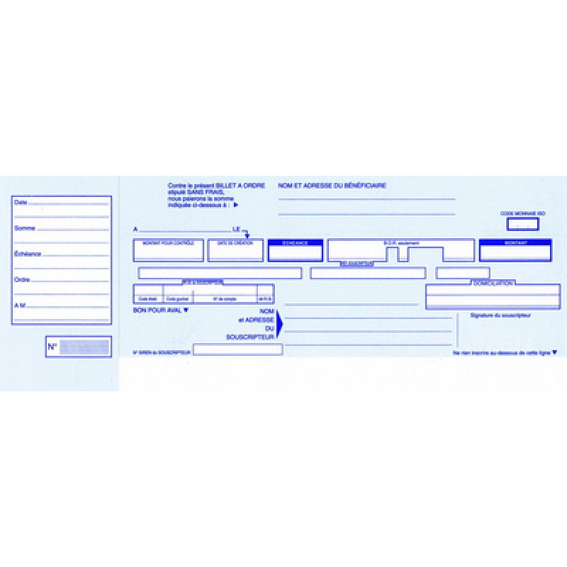 ELVE Carnet à souche "Billets à ordre", 102 x 270 mm