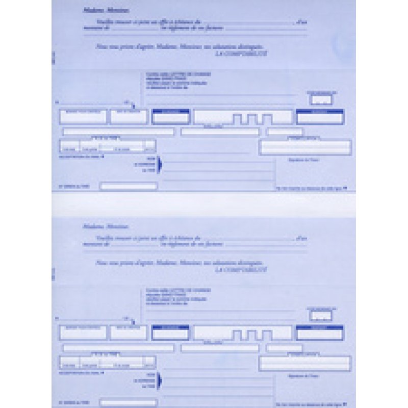 ELVE Ramette de traites normalisées, 2 par feuille